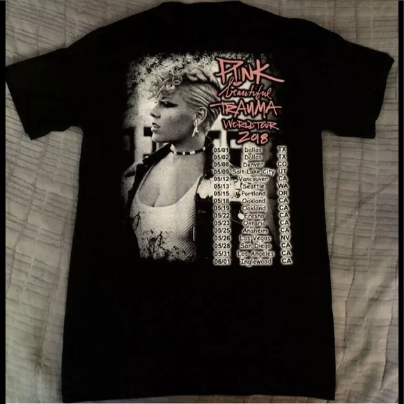 P!NK (the band) Beautiful Trauma Tour 2018 concert Tshirt Mens sz L PINK NEW - Picture 2 of 4